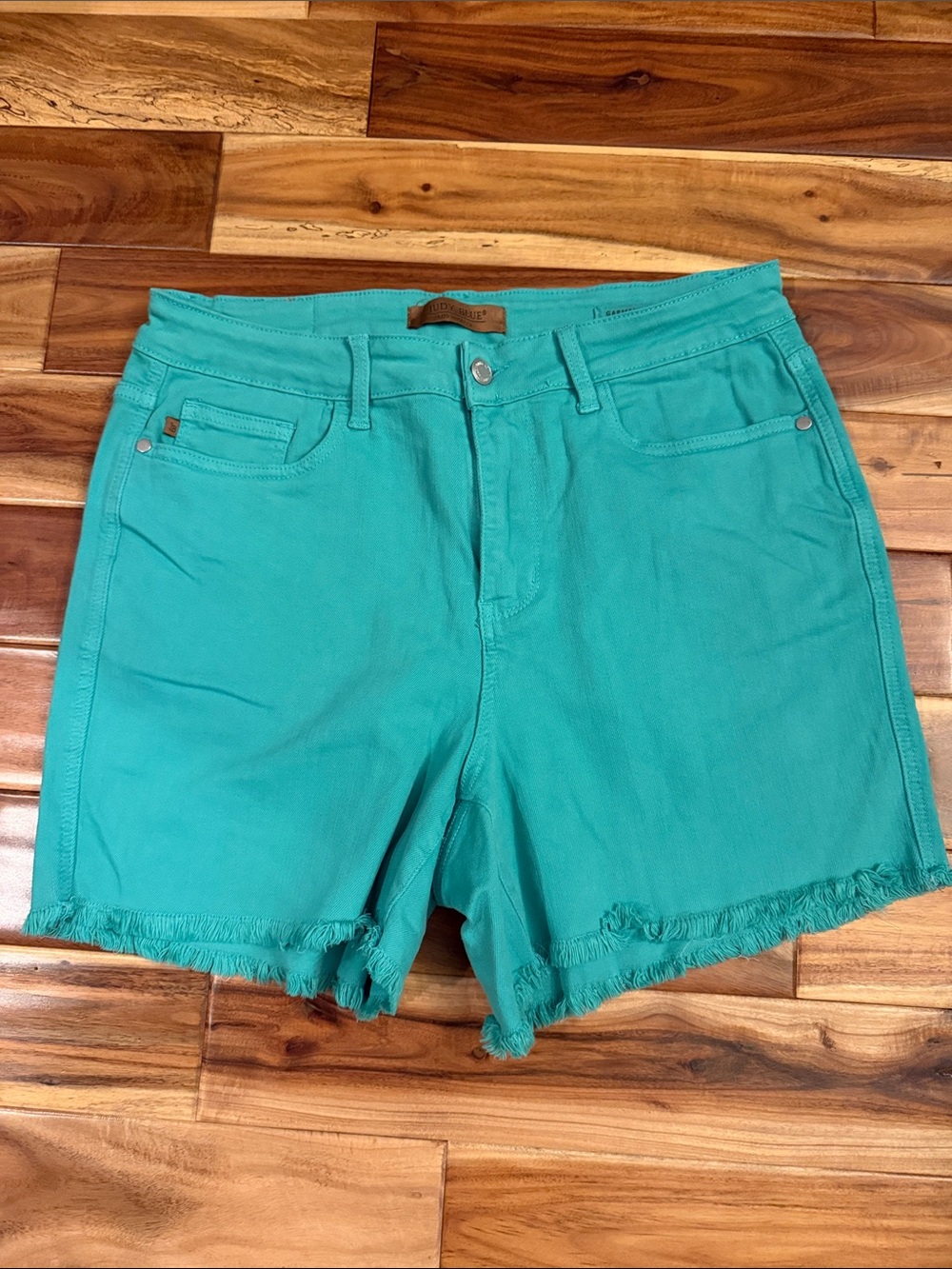 Judy Blue Women’s Teal Frayed Hem Denim Shorts